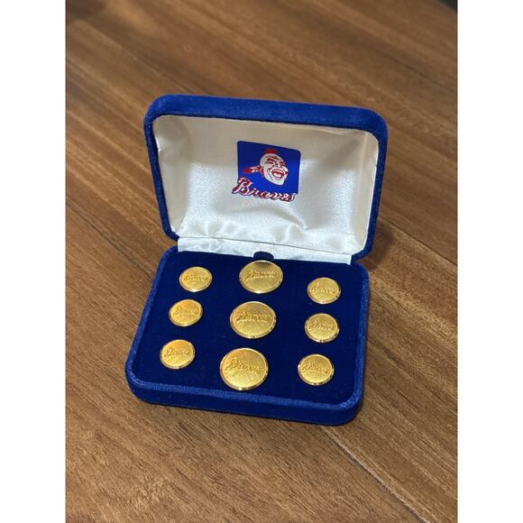 Atlanta Braves Baseball Limited Edition Blazer Buttons Set In Case Box - Picture 2 of 4
